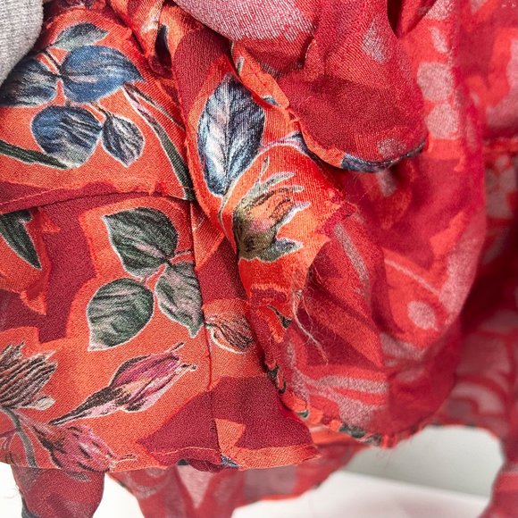 Alexis Marseille One Shoulder High Low Ruffle Maxi Dress in Red Floral - Picture 11 of 11